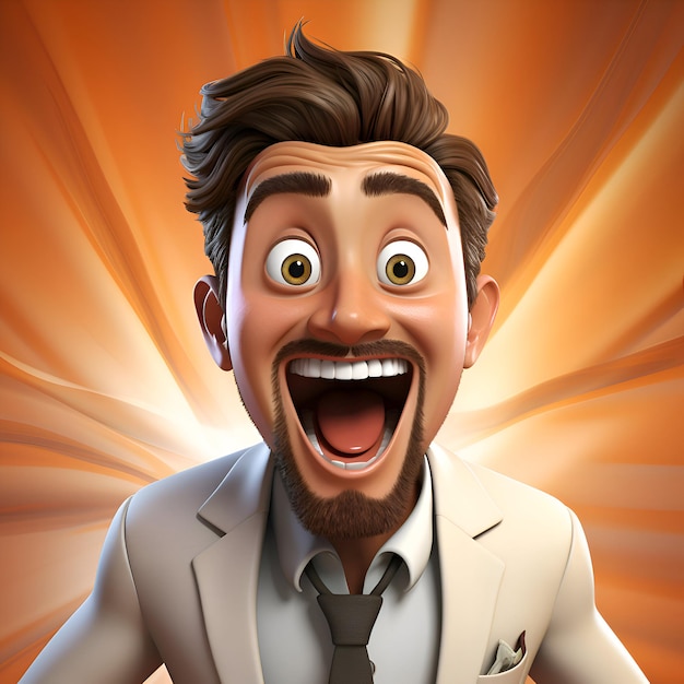Бесплатное фото 3d-иллюстрация бизнесмена с смешным выражением лица