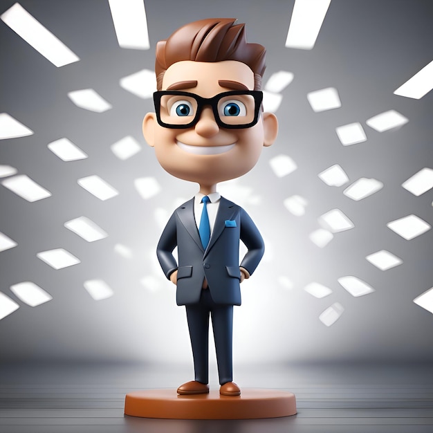 Бесплатное фото 3d-иллюстрация бизнесмена, стоящего перед светлым фоном