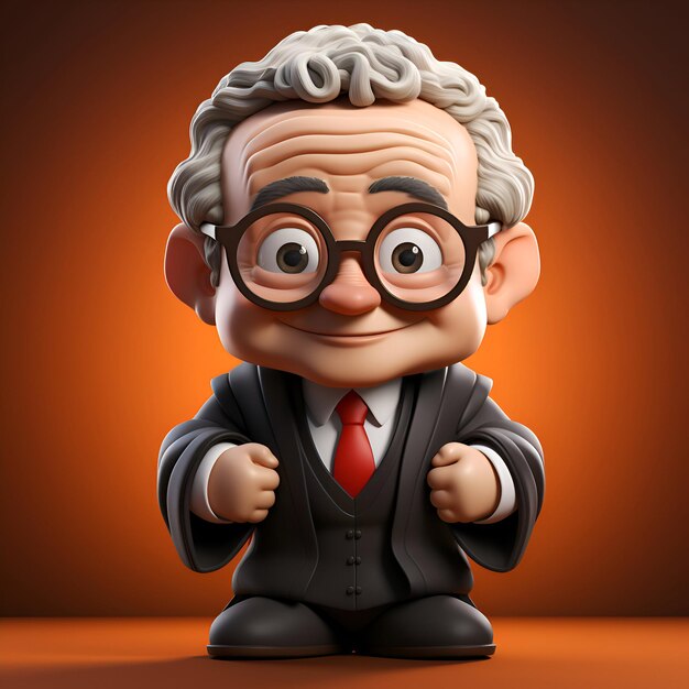 Free photo 3d illustration of an old man with glasses and a tie