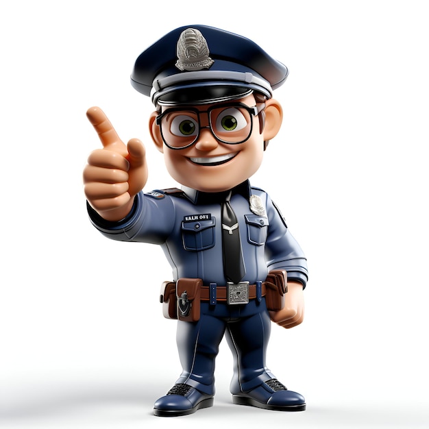 Free photo 3d illustration of police with thumbs up pose isolated white background