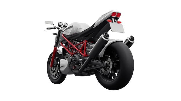 3d 그림입니다. 흰색 바탕에 빨간색 도시 스포츠 오토바이입니다. 3d 렌더링.