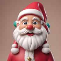 Free photo 3d illustration of santa claus with red hat and white beard
