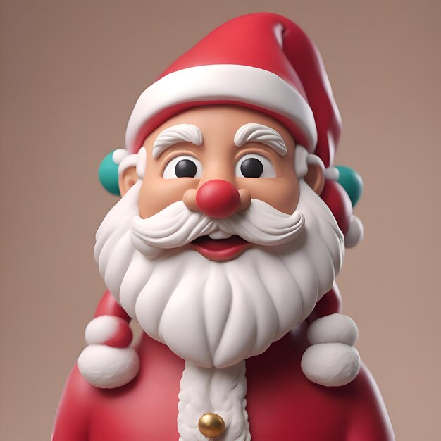 3D Illustration of Santa Claus with red hat and white beard