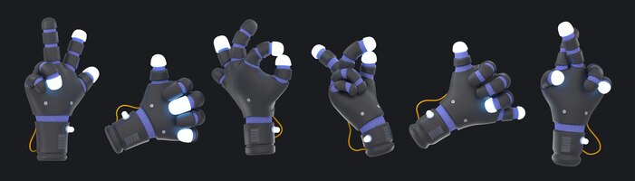 3d illustration set of robotic hand gestures