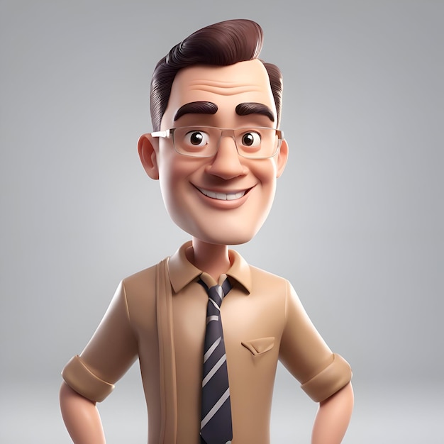 Free photo 3d illustration of a smiling businessman in glasses and beige shirt