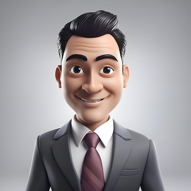 Free photo 3d illustration of a smiling cartoon businessman in grey suit and tie