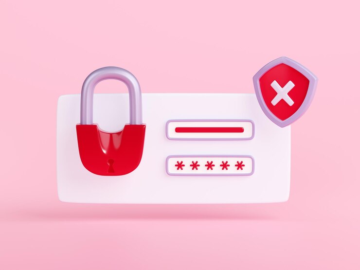 Free Photo 3d illustration of wrong password screen red lock