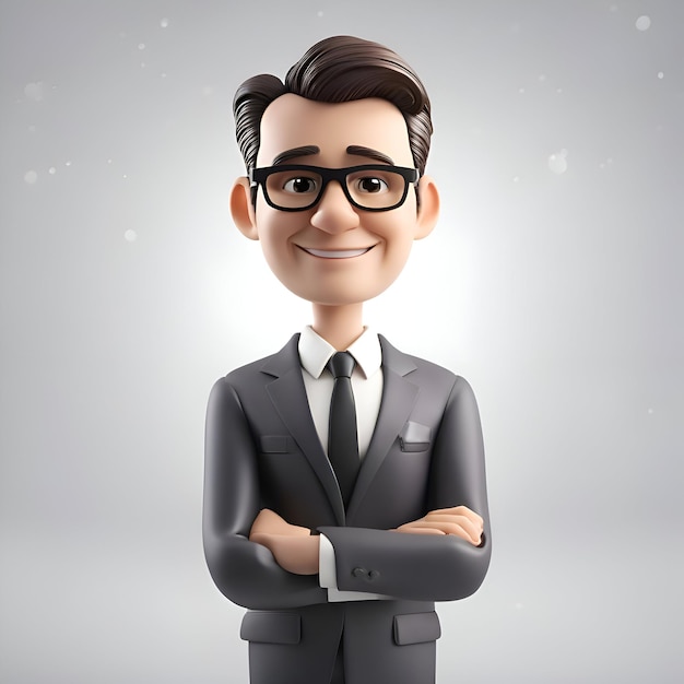 Free photo 3d illustration of a young businessman with glasses and a confident expression