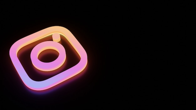 3d instagram logo with neon glow