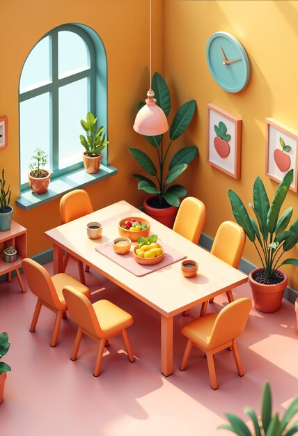 3d interior design isometric room