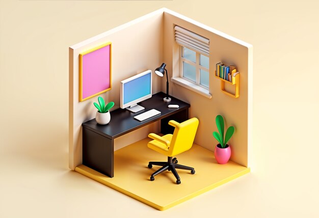 3d interior design isometric room