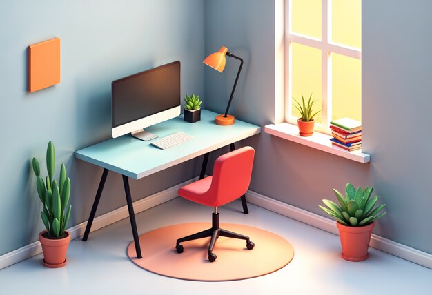 3d interior design isometric room