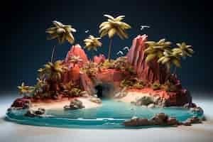 Free photo 3d island with sea landscape