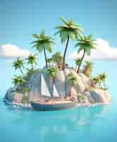 Free photo 3d island with sea landscape