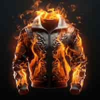 Free photo 3d jacket on fire with flames