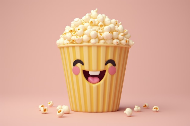 Free photo 3d kawaii cinema popcorn cup