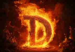 Free photo 3d letter on fire with flames