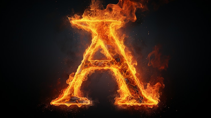 Free Photo 3d letter on fire with flames