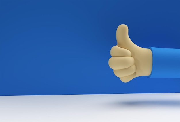 Free photo 3d like thumbs up symbol design with space of your text 3d render illustration