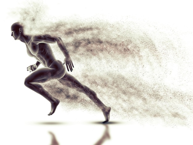 Foto gratuita figura maschile 3d sprinting con effetto di velocità