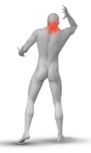 3D male figure with neck pain