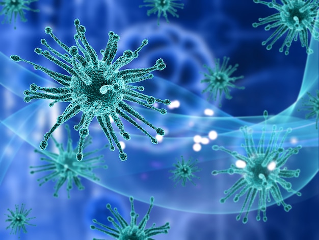 Free photo 3d medical background with abstract virus cells