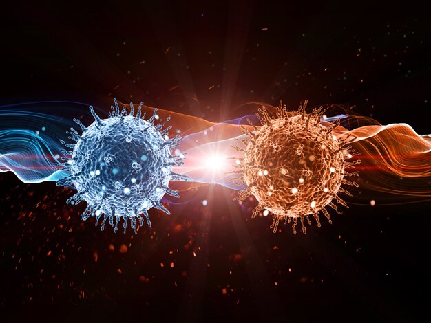 3D medical background with abstract virus cells