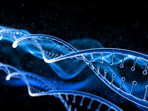 추상적 인 디자인에 DNA 가닥으로 3D 의료 배경