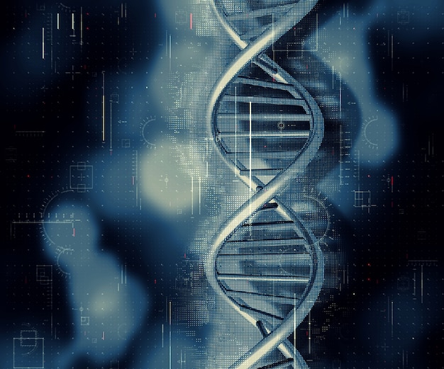 무료 사진 dna 가닥과 3d 의료 배경