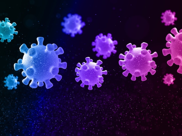 Foto gratuita sfondo medico 3d con cellule virali galleggianti