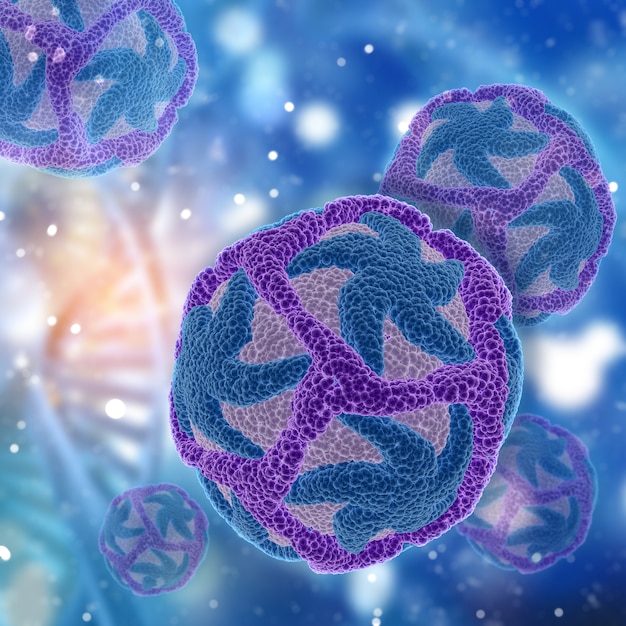 Foto gratuita sfondo medico 3d con cellule del virus zika