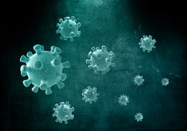 3D medical grunge background with abstract coronavirus cells