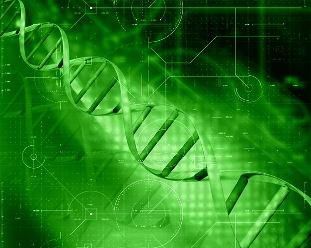 3D medical technology background with DNA strand