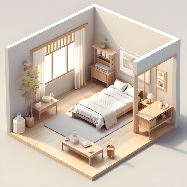 Free photo 3d model of house room