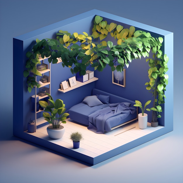 Free photo 3d model of house room