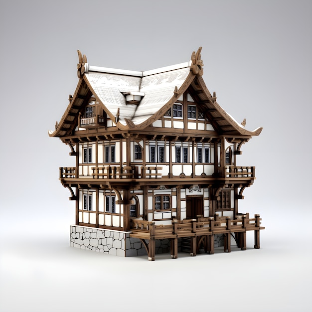 無料写真 住宅の建物の 3d モデル