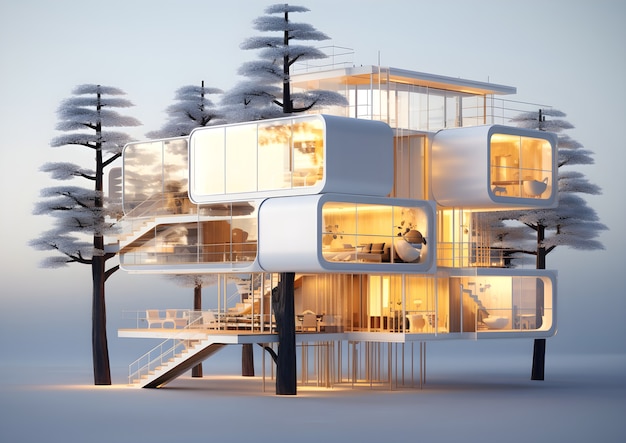 住宅の建物の 3D モデル