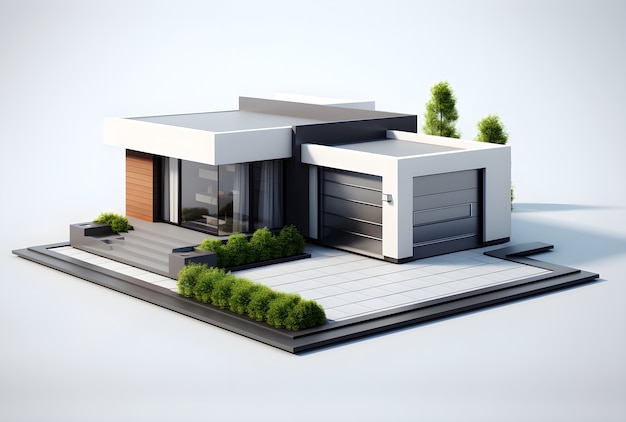 Free photo 3d model of residential building