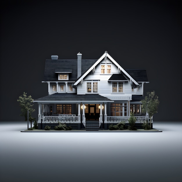 Free photo 3d model of residential building