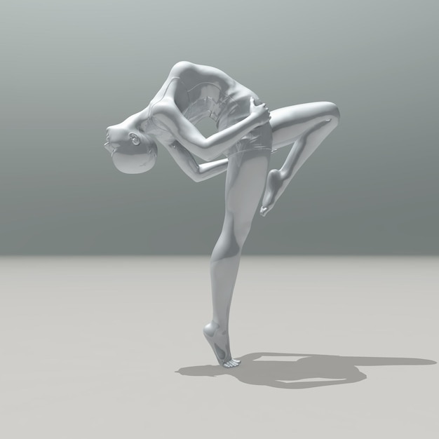 3D изображение современного искусства с женской фигурой в танцевальной позе