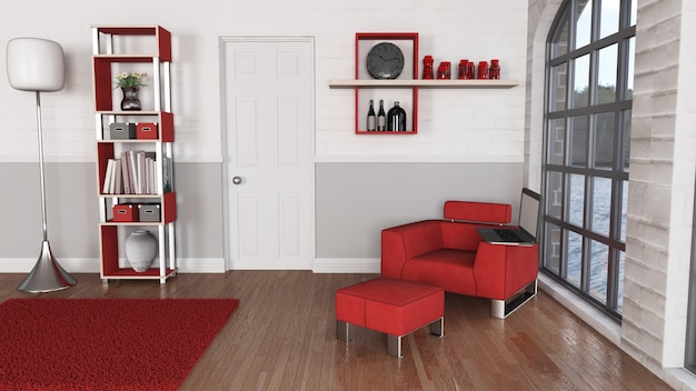 3D modern lounge interior