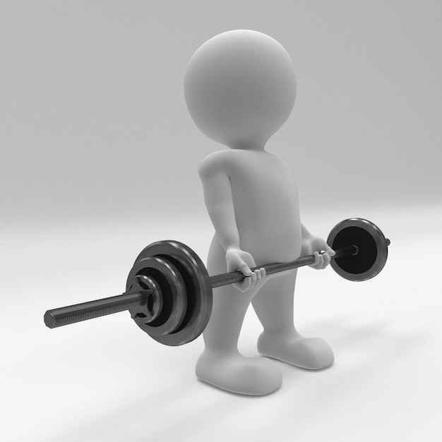 Free photo 3d morph man exercising with gym weights