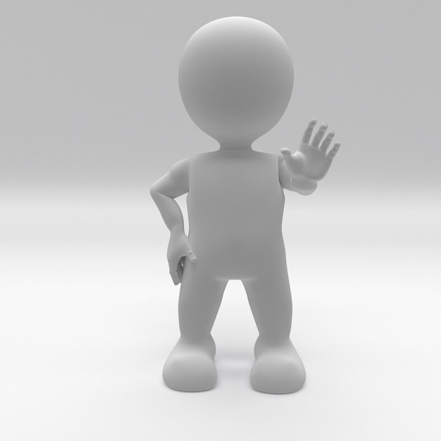 Free photo 3d morph man holding out hand to stop