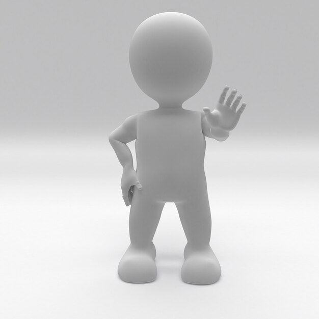 3D Morph Man holding out hand to stop