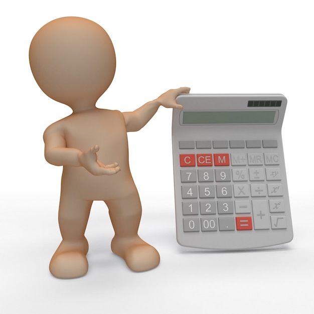 Free photo 3d morph man with calculator