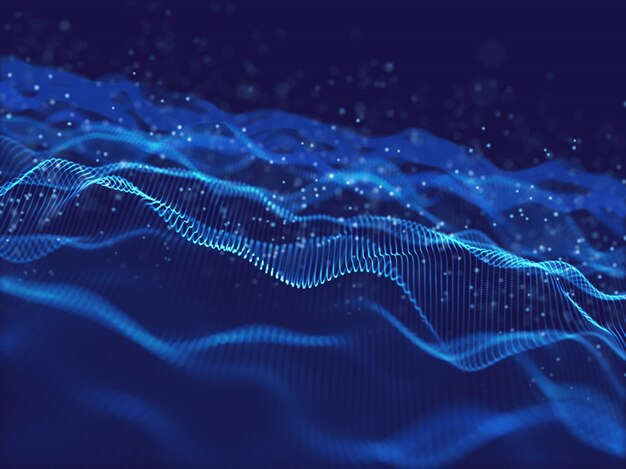 3D motion flow background with digital particles