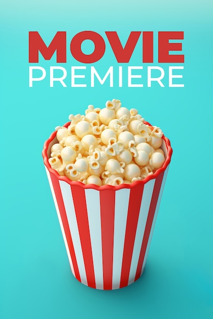 Free photo 3d movie premiere with popcorn cup