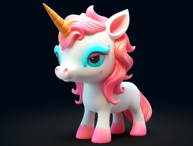 Free photo 3d mythical unicorn for kids figurine style