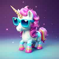 Free photo 3d mythical unicorn for kids figurine style