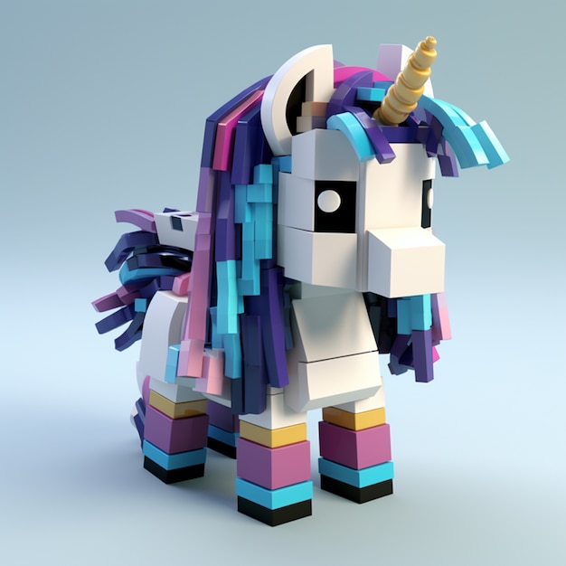 Free photo 3d mythical unicorn made from interlocking children's toys